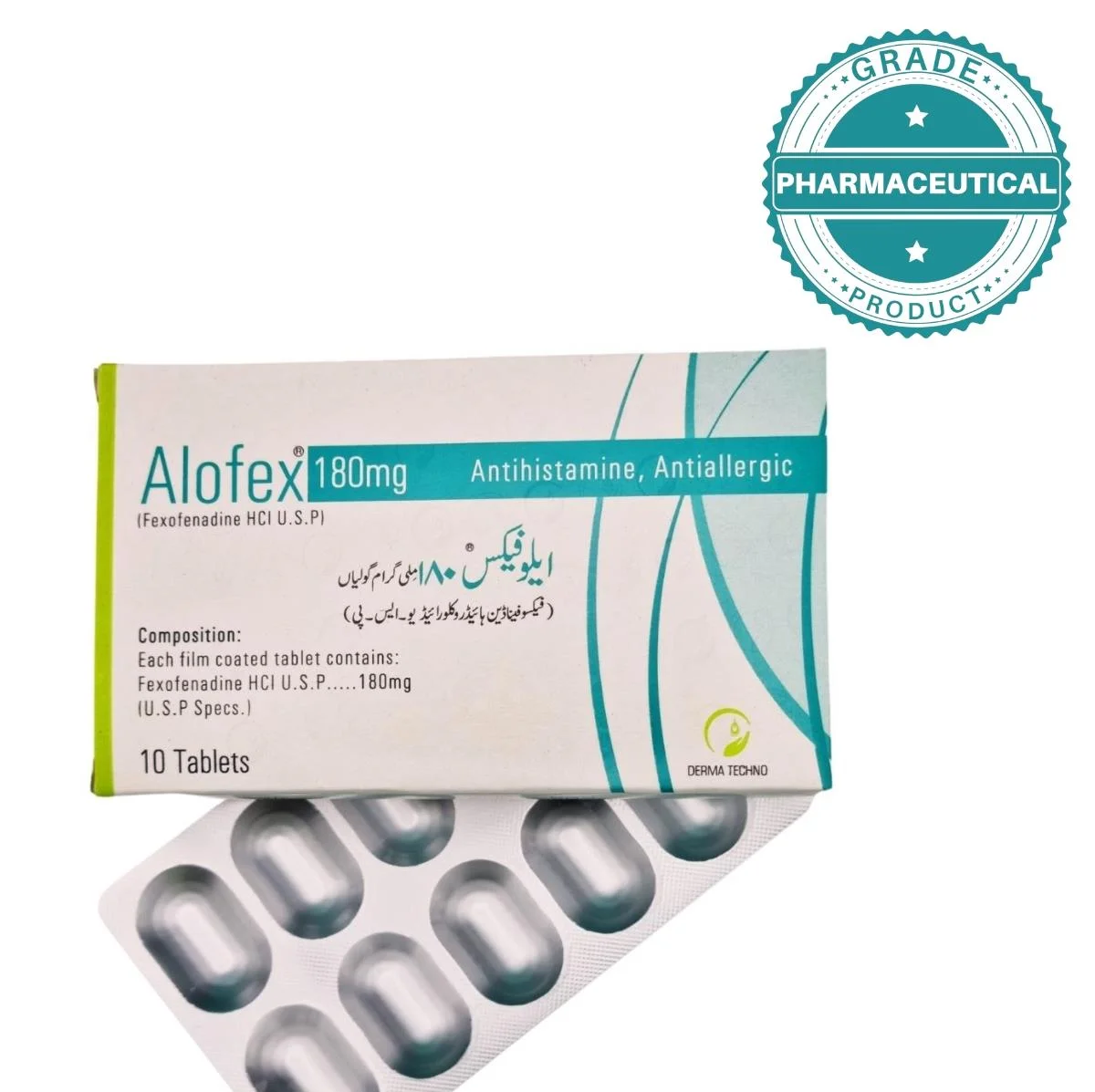 ALOFEX TABLET (FEXOFENADINE HCI U.S.P) 180mg PACK OF 10 TABLETS ALOFEX TABLET (FEXOFENADINE HCI U.S.P) 180mg PACK OF 10 TABLETS - Image 1