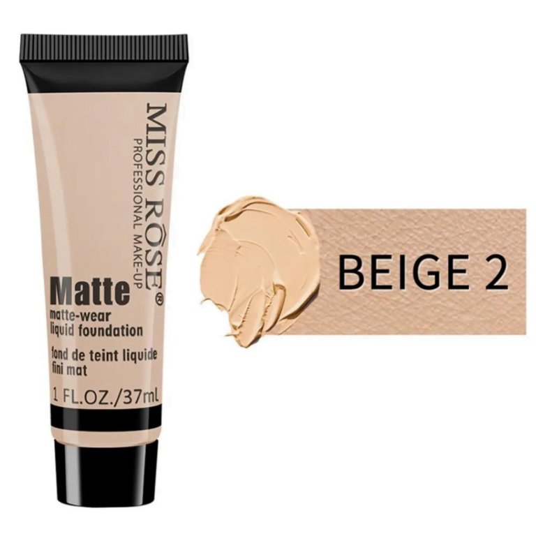 MISS ROSE MATTE WEAR LIQUID FOUNDATION IN BEIGE 2 - 37ml