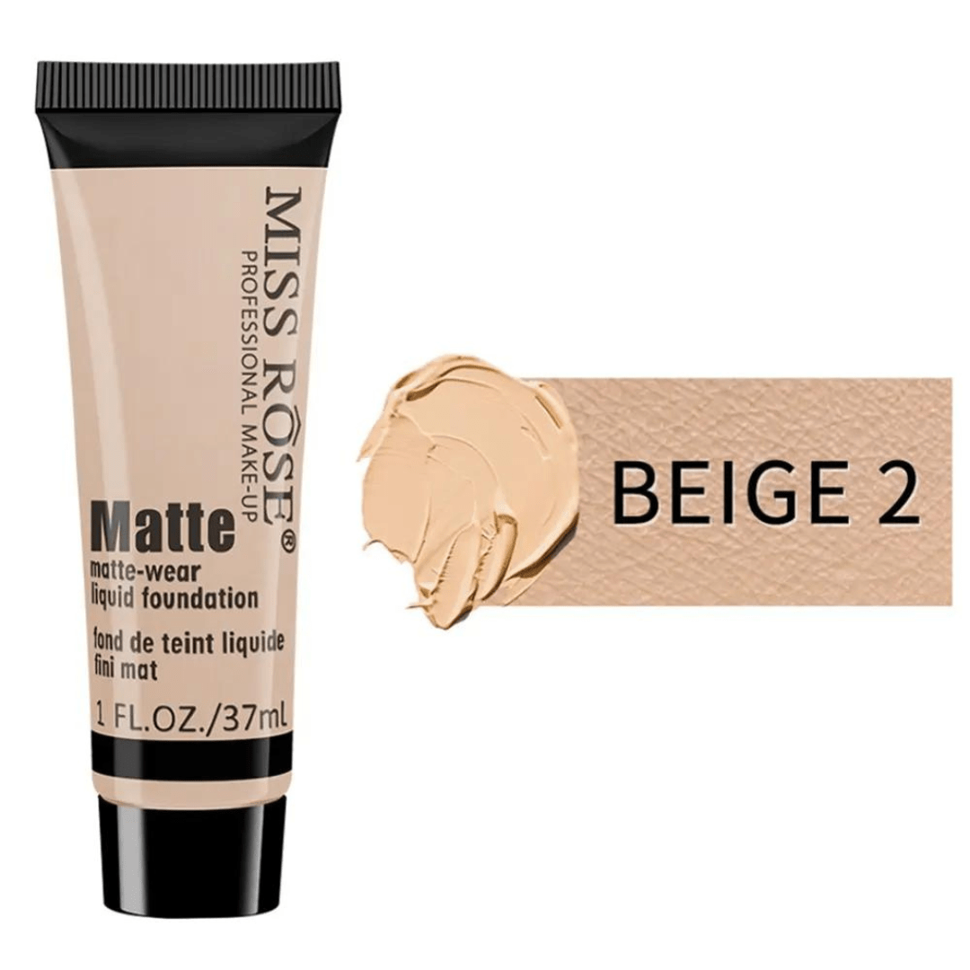 MISS ROSE MATTE WEAR LIQUID FOUNDATION IN BEIGE 2 - 37ml MISS ROSE MATTE WEAR LIQUID FOUNDATION IN BEIGE 2 - 37ml