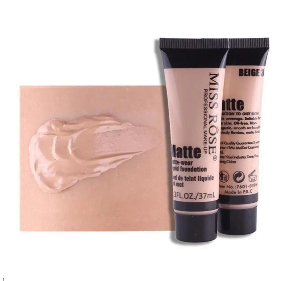 MISS ROSE MATTE WEAR LIQUID FOUNDATION IN BEIGE 3 - 37ml MISS ROSE MATTE WEAR LIQUID FOUNDATION IN BEIGE 3 - 37ml