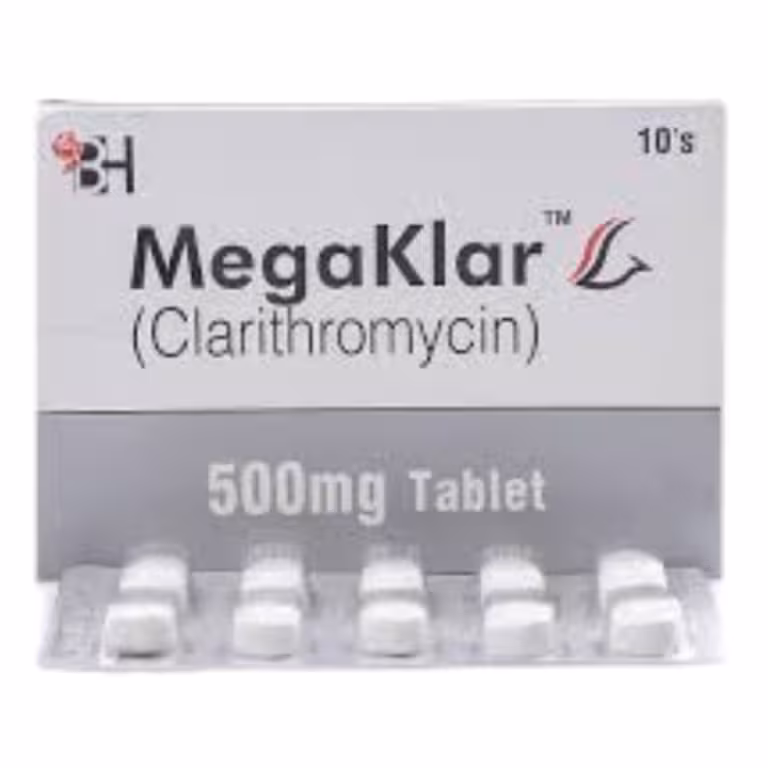 Megaklar Tablets 500Mg (1 Box = 1 Strip)(1 Strip = 10 Tablets)